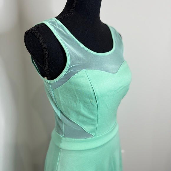 Pacsun Light Blue/Green Mesh Back & Sides Skater Dress (M) - Picture 3 of 10